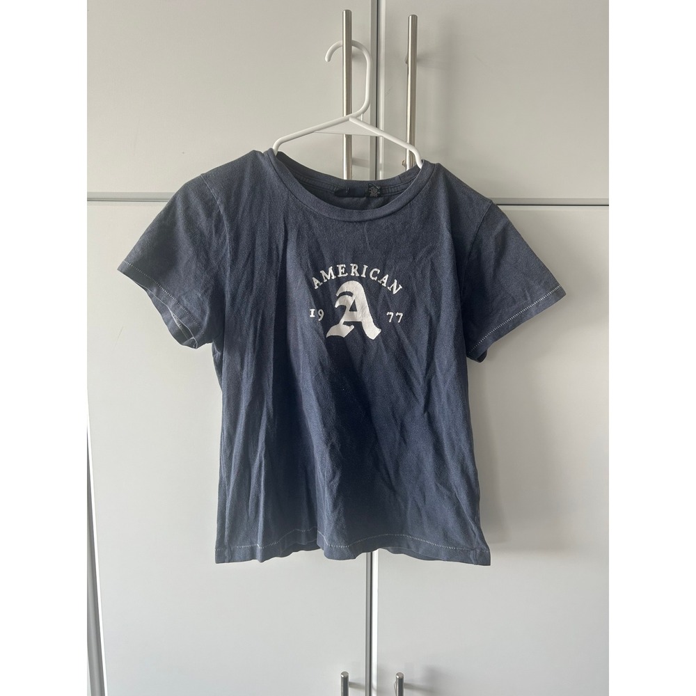 American‎ Eagle Outfitters Mens Navy Blue Graphic Tee Shirt American 1977 Size L